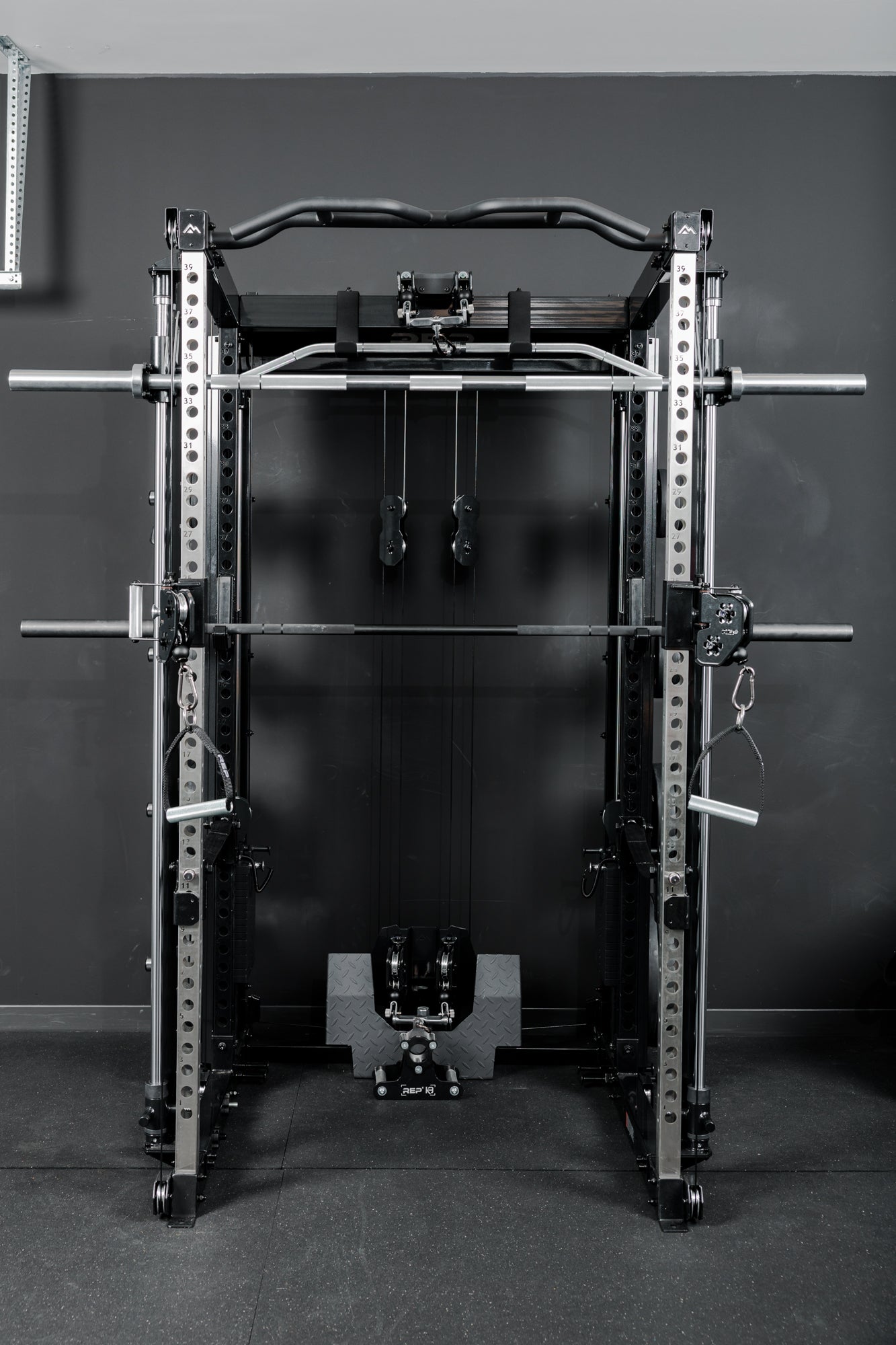 Rep Fitness - Altitude Power rack with smith machine and functional trainer front view - Gym Equip