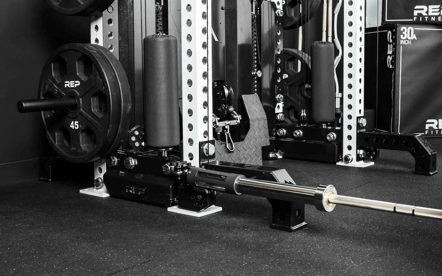 Rep Fitness - Kleva Rack mounted land mine - Inserting bar- Gym Equip