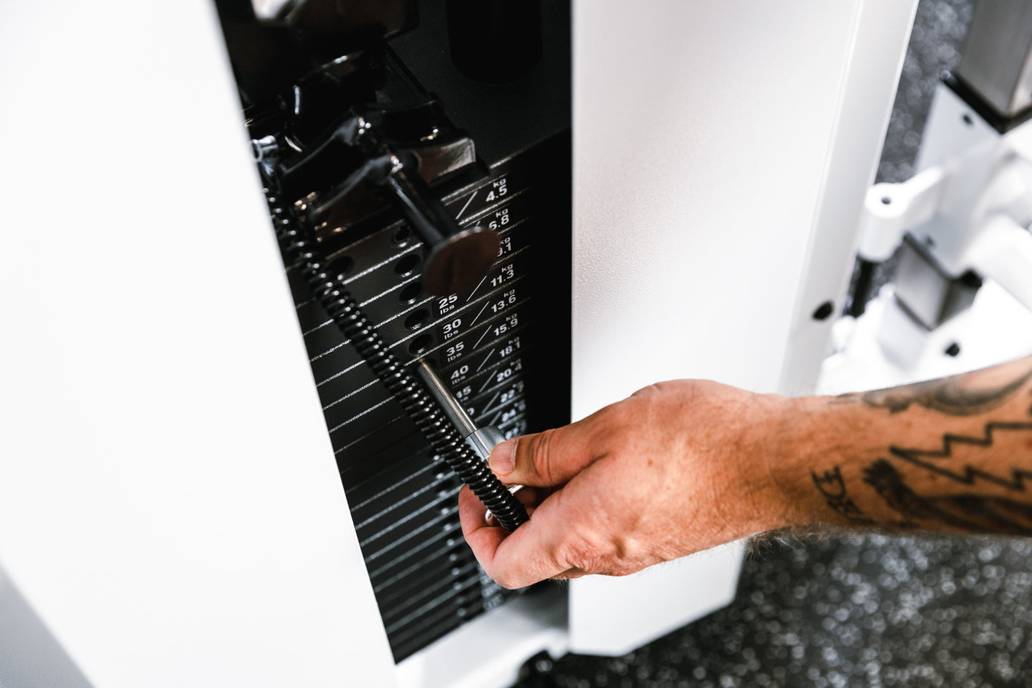 Rep Fitness - Arcadia Max functional trainer close up of adjusting weight - Gym Equip