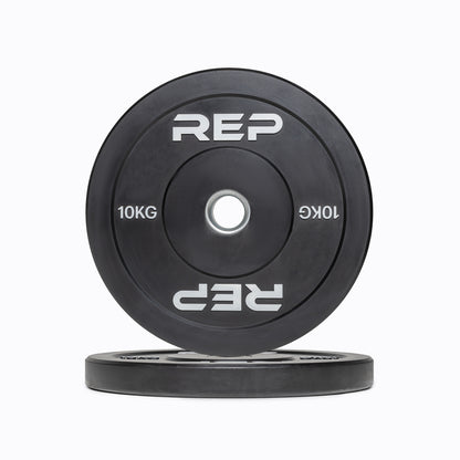 Rep Fitness - Black bumper plates 10kg - Gym Equip