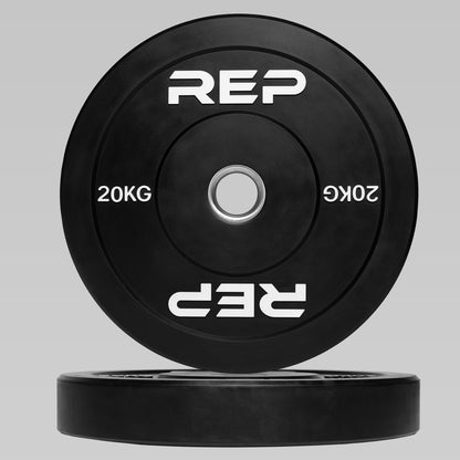 Rep Fitness - Black bumper plates 20kg - Gym Equip
