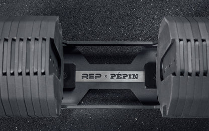Rep Fitness - Rep x Pepin adjustable dumbbell handle removed from base - Gym Equip