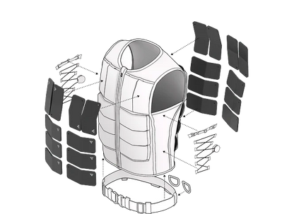 Exploded view of Evrvest Weighted vest | Gym Equip