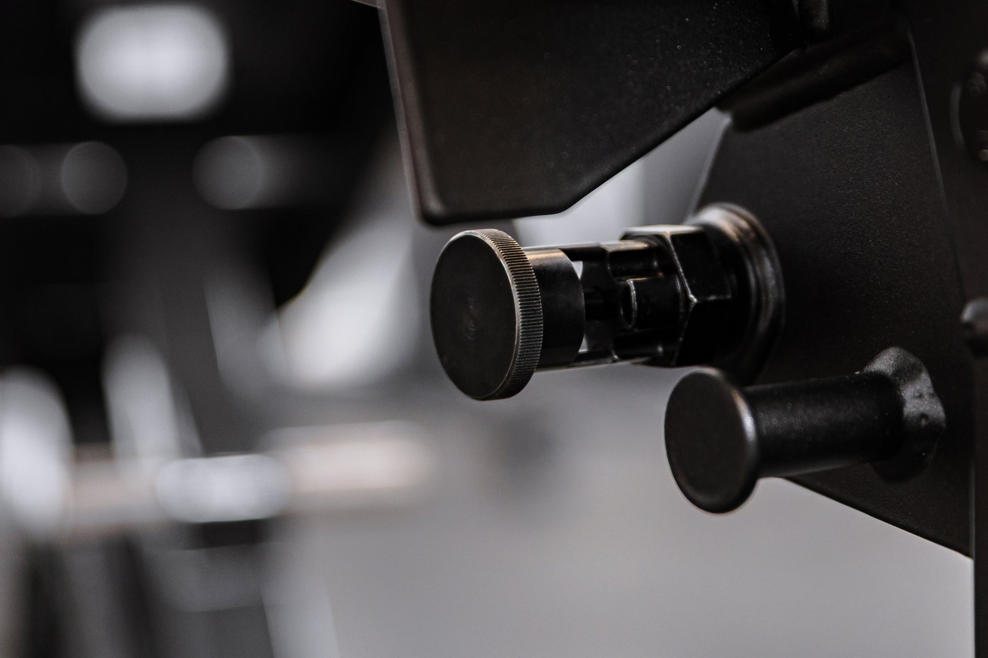Rep Fitness - Leg Extension Attachment Close up of knobs - Gym Equip