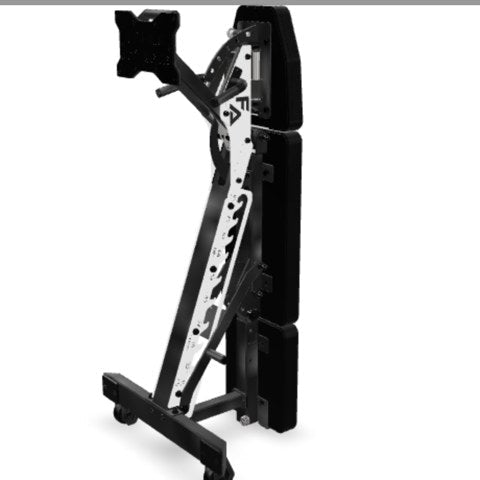 ABX Weight Bench set up for vertical storage
